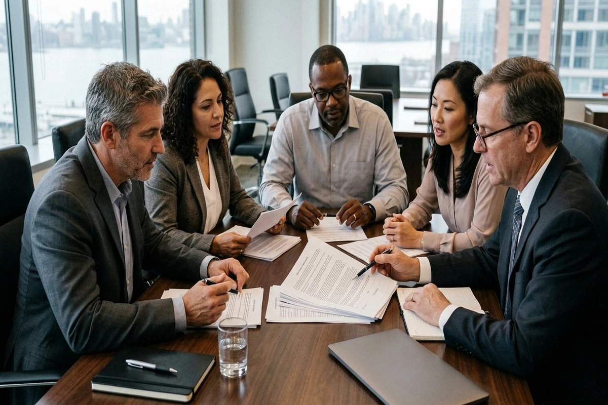 NJ business owner reviewing buy-sell life insurance documents with Kevin Gaviria